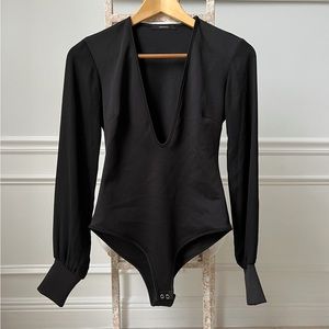 Black Bodysuit Long Sleeve Blouse size S